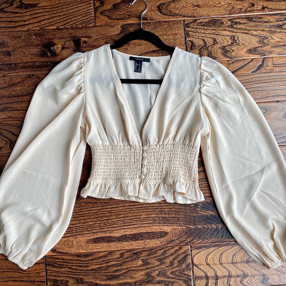 Cream Forever 21 Blouse